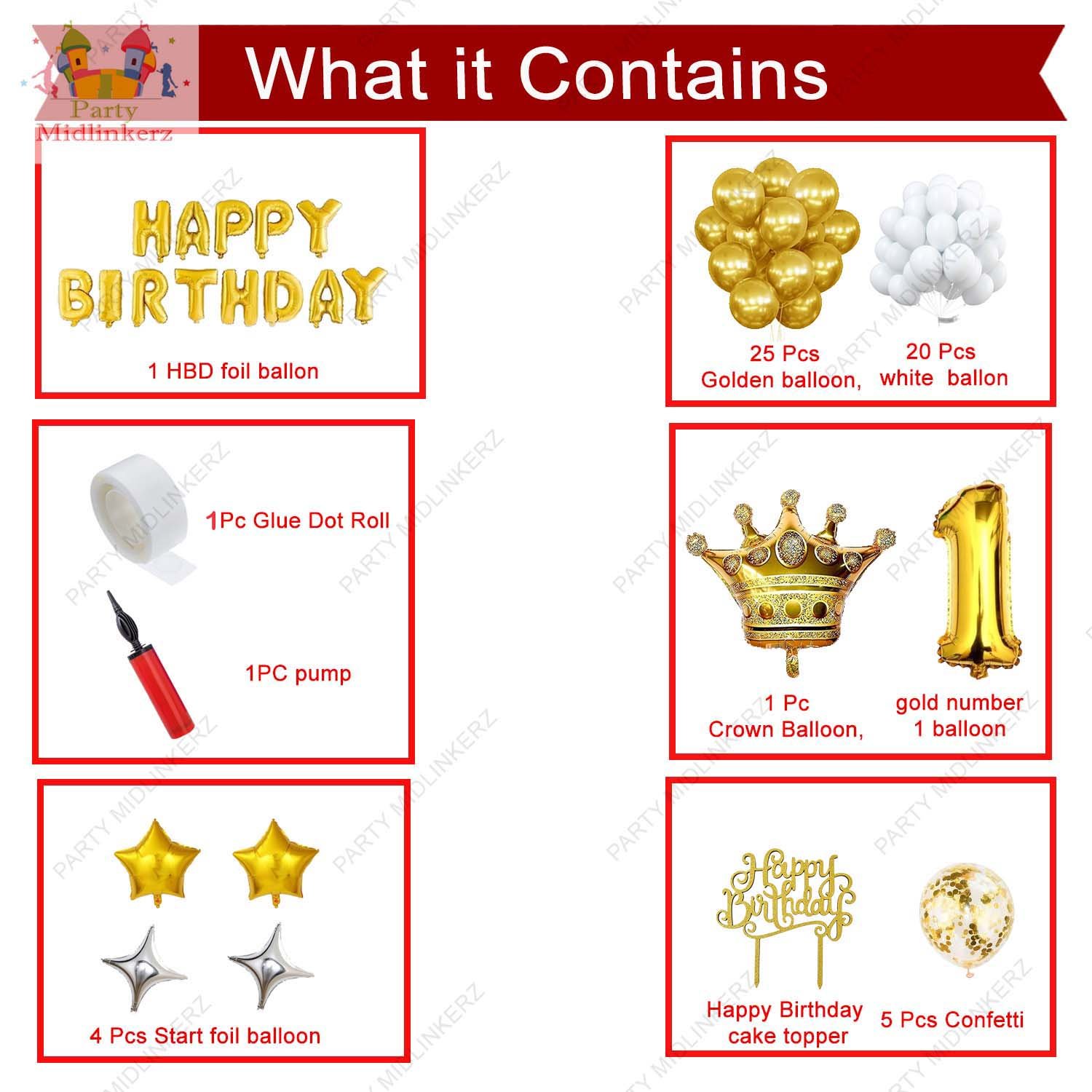 Midlinkerz Happy Birthday Decoration kit items Combo - 60 Pcs for Birthday Decor (Set of 60) - Image 2