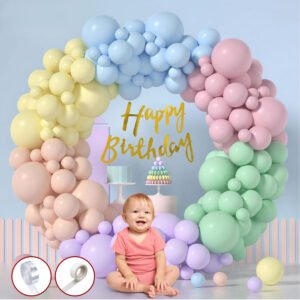 Midlinkerz Latex Birthday Decoration Kit for Kids - Pack of 54, Happy Birthday Decoration Kit with Hand Balloon Pump | Rainbow Theme Birthday Decorations | Multicolor Pastel Balloons for Birthday