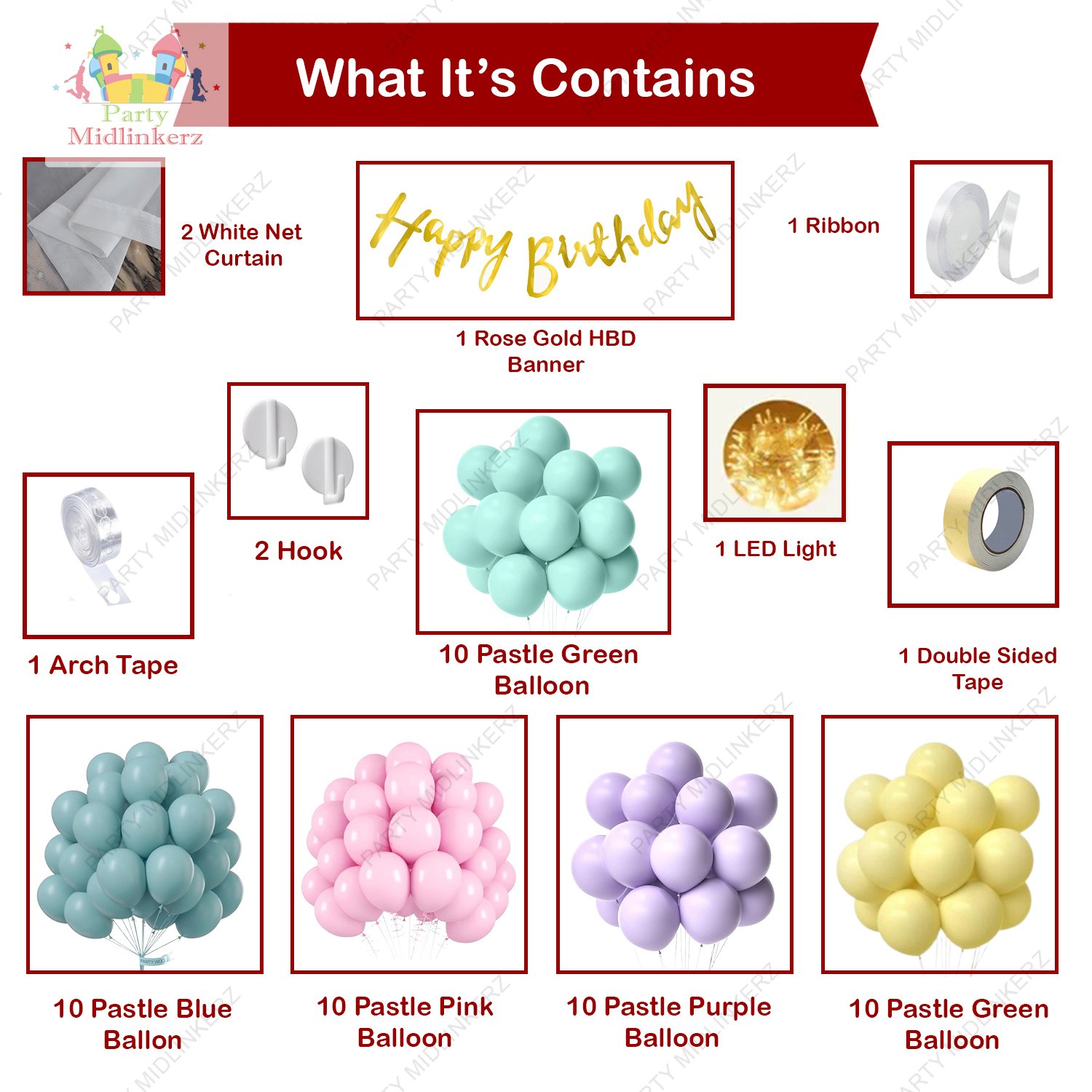 Happy Birthday Decoration Kit for Girls, Pastel Balloons for Birthday Backdrop for Decoration with LED Decorative lights (40ft Long), Rainbow Theme - Image 2