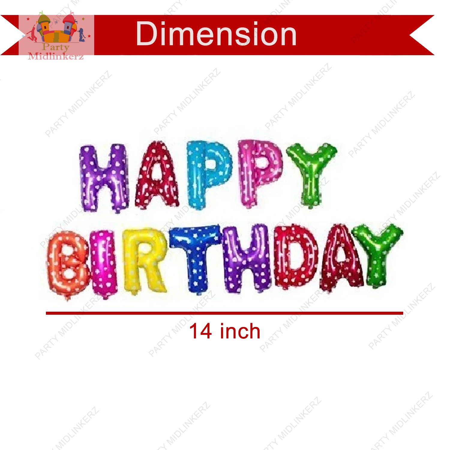 Midlinkerz Solid Happy Birthday Balloons Decoration Kit 66 Pcs, 1 set of Multicolor 13Pcs "Happy Birthday" alphabet foil balloons and 50Pcs Polka Dot Balloon Set with 2Pcs Silver Curtain and 1 Pc Ribbion for Birthday Theme Decorations Items Combo with Helium Letters Foil Balloon Banner, Latex Metallic Balloons Balloon (Multicolor, Pack of 66) (Set of 46) - Image 3