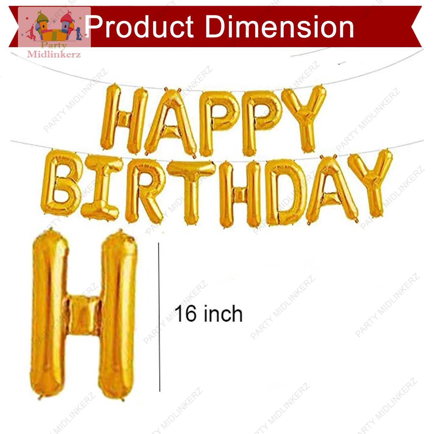 PARTY MIDLINKERZ Solid Happy Birthday Balloons Decoration Kit 37 Pcs, (Set of 37) - Image 3