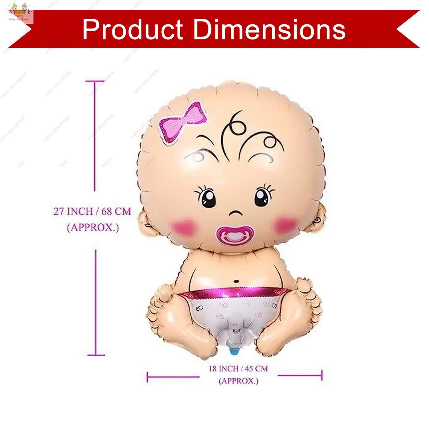 Midlinkerz Baby Shower Decoration Items - 50Pcs Baby Shower Decoration Foil with Pram (Set of 52) - Image 3