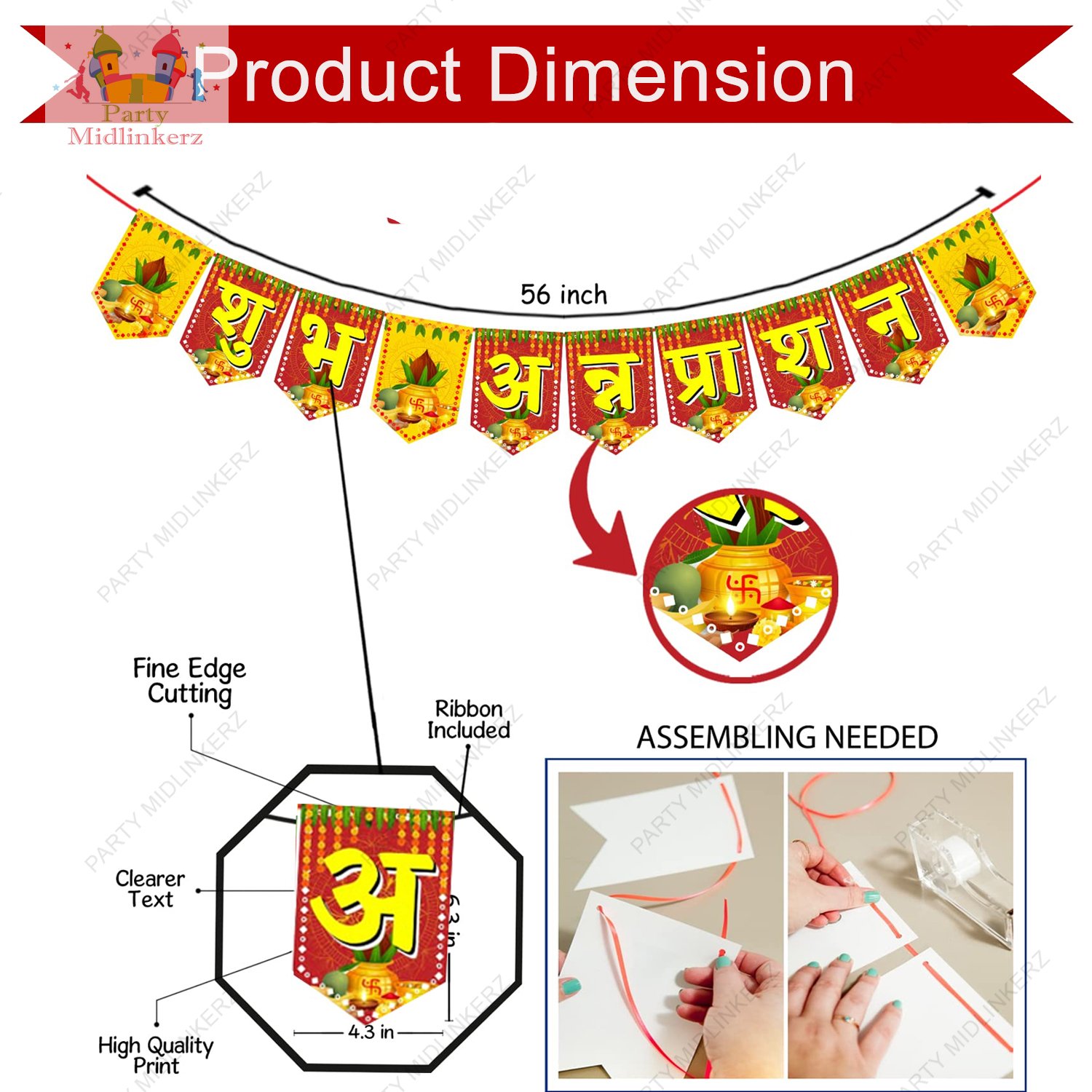 Midlinkerz Annaprashan Photo Booth Props with Annaprashan Bunting Banner - Image 3