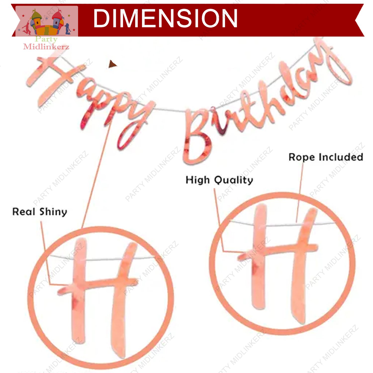 Midlinkerz Pink and Maroon Birthday Decoration Kit with White net curtain & Fairy Light (Set of 64) - Image 3