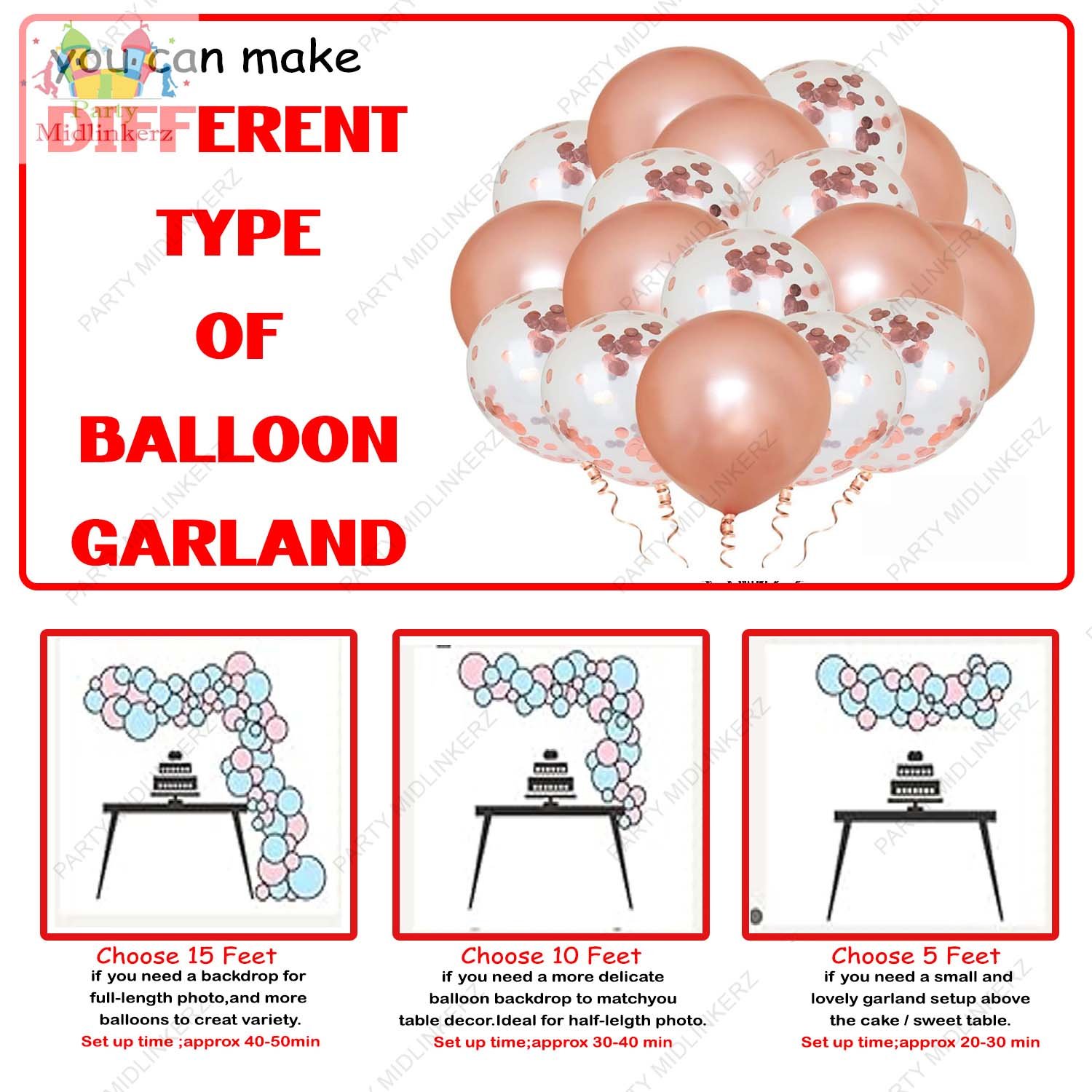 MIDLINKERZ Girls Happy Birthday Decoration kit items 48 Pcs With Net Curtain & Led Light (Set of 48) - Image 4