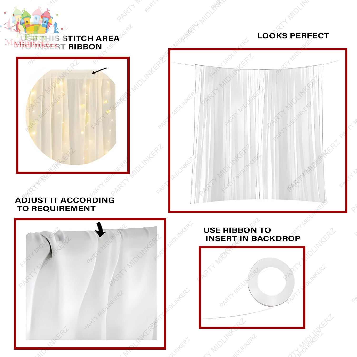 Midlinkerz 37 Pc Valentine Decoration Kit- Balloons, love Foil, White Net Curtain Cloth with led light| Wedding Anniversary Romantic Decoration Items for Girls Boys Couples Husband Wife - Image 3