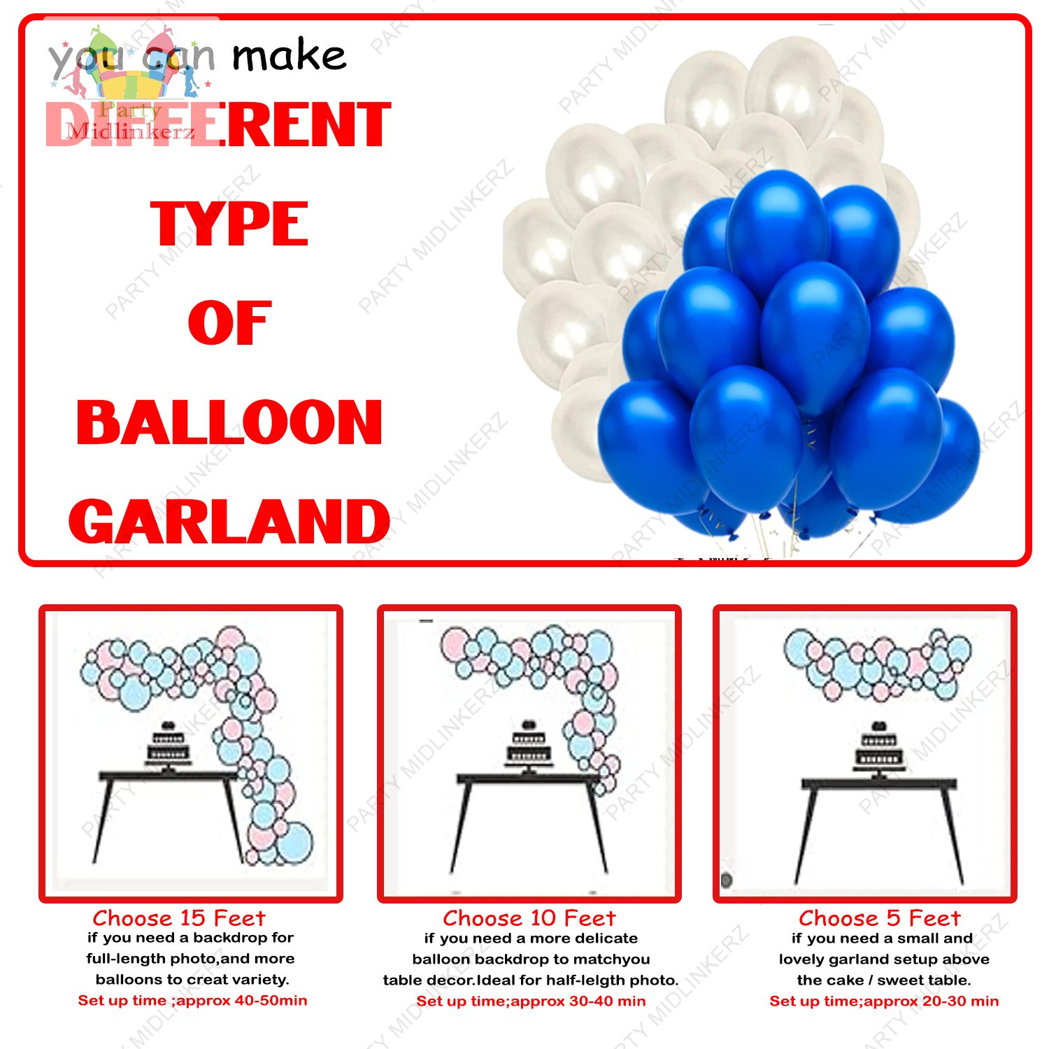 PARTY MIDLINKERZ Happy Birthday Balloons Party Decoration Kit items 46Pcs combo set decor for HBD (Set of 46) - Image 5