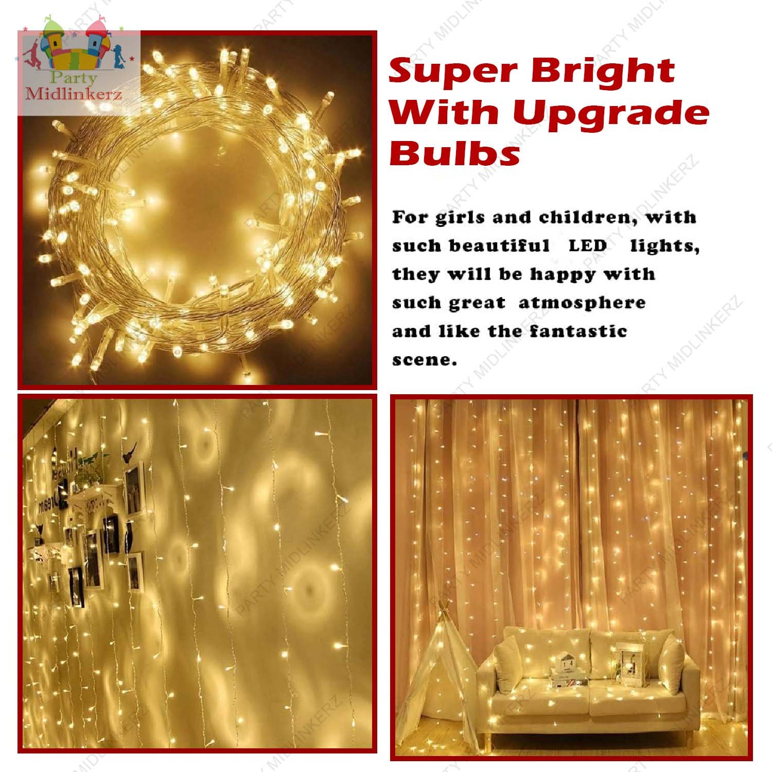 MIDLINKERZ Girls Happy Birthday Decoration kit items 48 Pcs With Net Curtain & Led Light (Set of 48) - Image 5