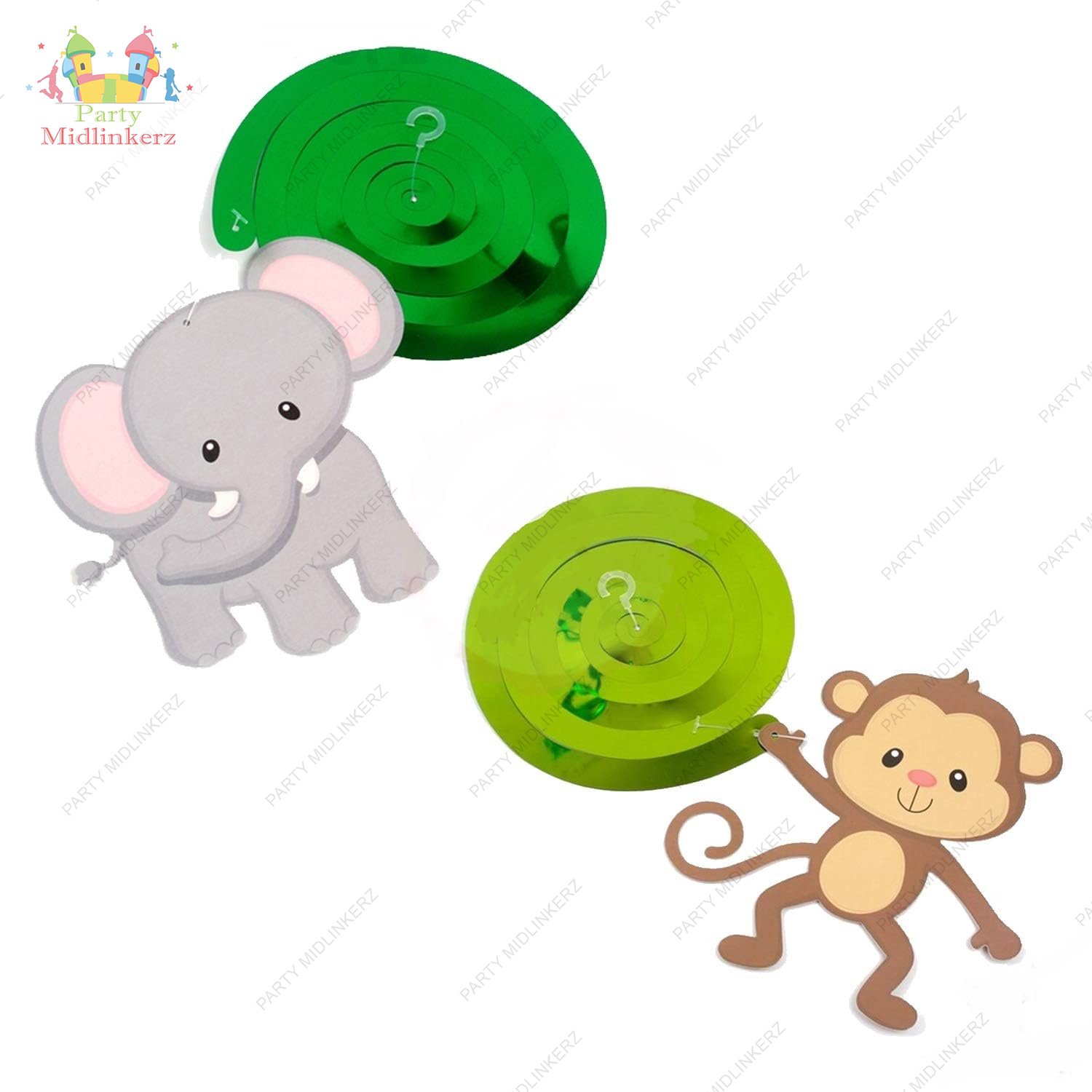 Jungle Theme Decoration Swirls – 12 Pcs Hanging Set for Ceiling, Animal Theme Birthday Midlinkerz Party Decorations, Safari Jungle Decor, Kids Birthday Decoration Kit for Wild Party Fun - Image 5