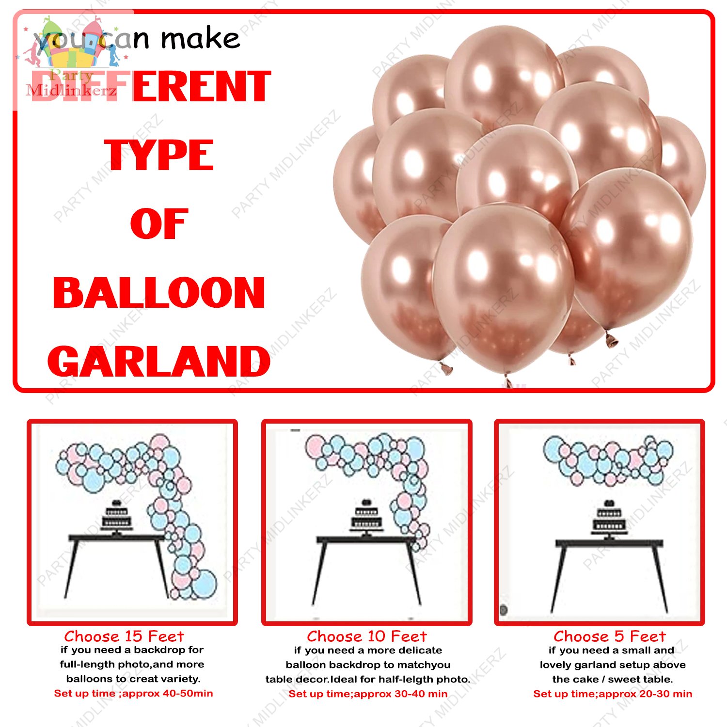 Midlinkerz Gold Birthday Decoratio Rosen Kit - Set of 69 Pcs With Confetti Rubber Balloons, Black Banner (Cardstock) - Decoration for Wife - Image 5