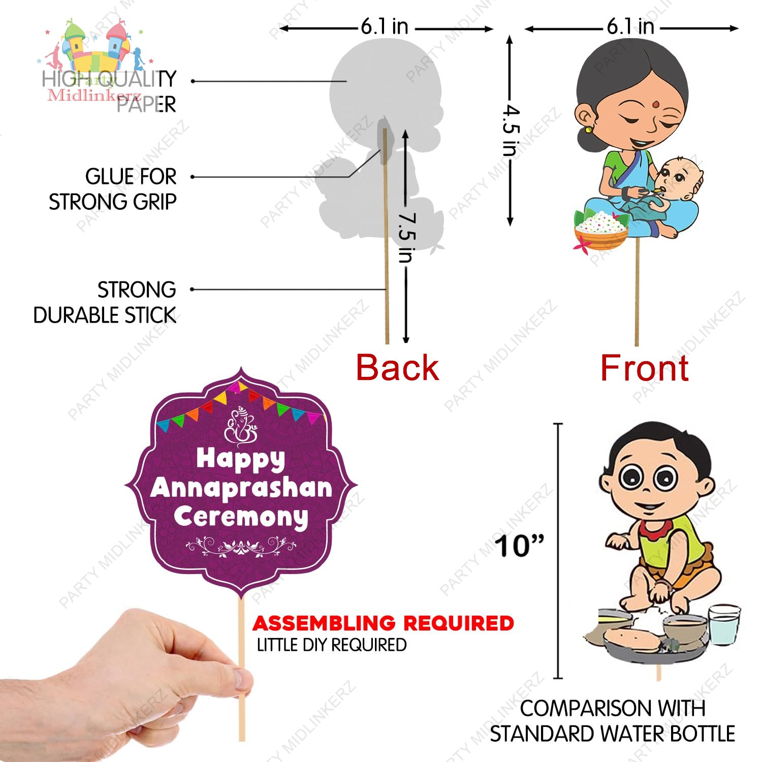 Midlinkerz Annaprashan Photo Booth Props with Annaprashan Bunting Banner - Image 5