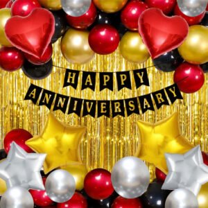 Midlinkerz  Anniversary Decoration Kit Combo 60 Pcs, for first birthday, birthday combo  (Set of 64)