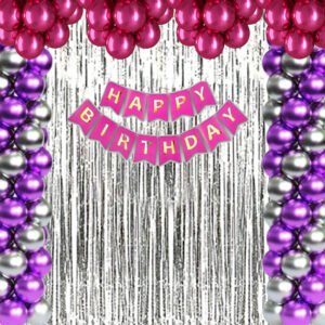 MIDLINKERZ Girl Happy Birthday Balloons Decoration Kit items 38 Pcs for birthday combo pack  (Set of 38)