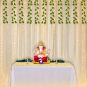 Midlinkerz Backdrop for Pooja Decoration - 8Pcs Traditional Decoration Items | Net White Curtains for Pooja Room Decoration Items | Backdrop Cloth for Decoration |Backdrops (8PCS, White)