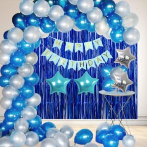 Midlinkerz Happy BD Balloons Decoration Kit 17 Pcs, 1 set of Happy Birthday Banner (Pack of 17)