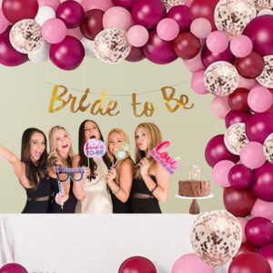 Midlinkerz Pink Bride To Be Decoration Set Combo Kit For Girls With Banner & Helium Pastel Balloons/ Backdrop/ Bridal Shower Decorations