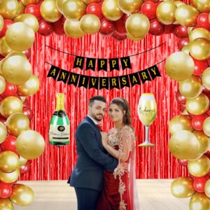 Midlinkerz  Happy Anniversary Decoration Kit - 46Pcs Red Combo Decoration