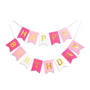 Birthda Banner with Shiny Gold Letters