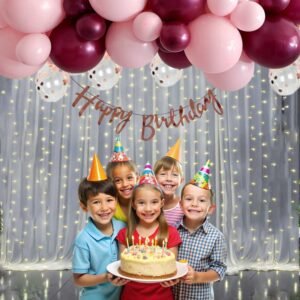 Party Midlinkerz Burgundy Birthday Decoration Items - 69Pcs Happy Birthday Decorations Kit (Set of 69)