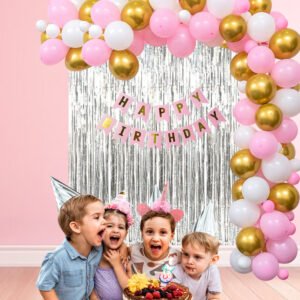 Party Midlinkerz Solid 21 PC Birthday Decoration Kit Blue Yellow Purple Green Pink Orange Foil Birthday Balloon (Multicolor, Pack of 21)