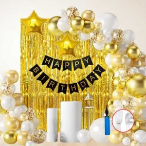 Midlinkerz White Gold 61pcs Birthday Decorations kit?- Pack of 61