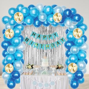 Midlinkerz  Birthday Decoration Items for Boys - Pack of 40, Blue Birthday Decoration Kit with Confetti Balloons | Birthday Decorations for Husband | Blue Balloons for Birthday Decorations for Boys