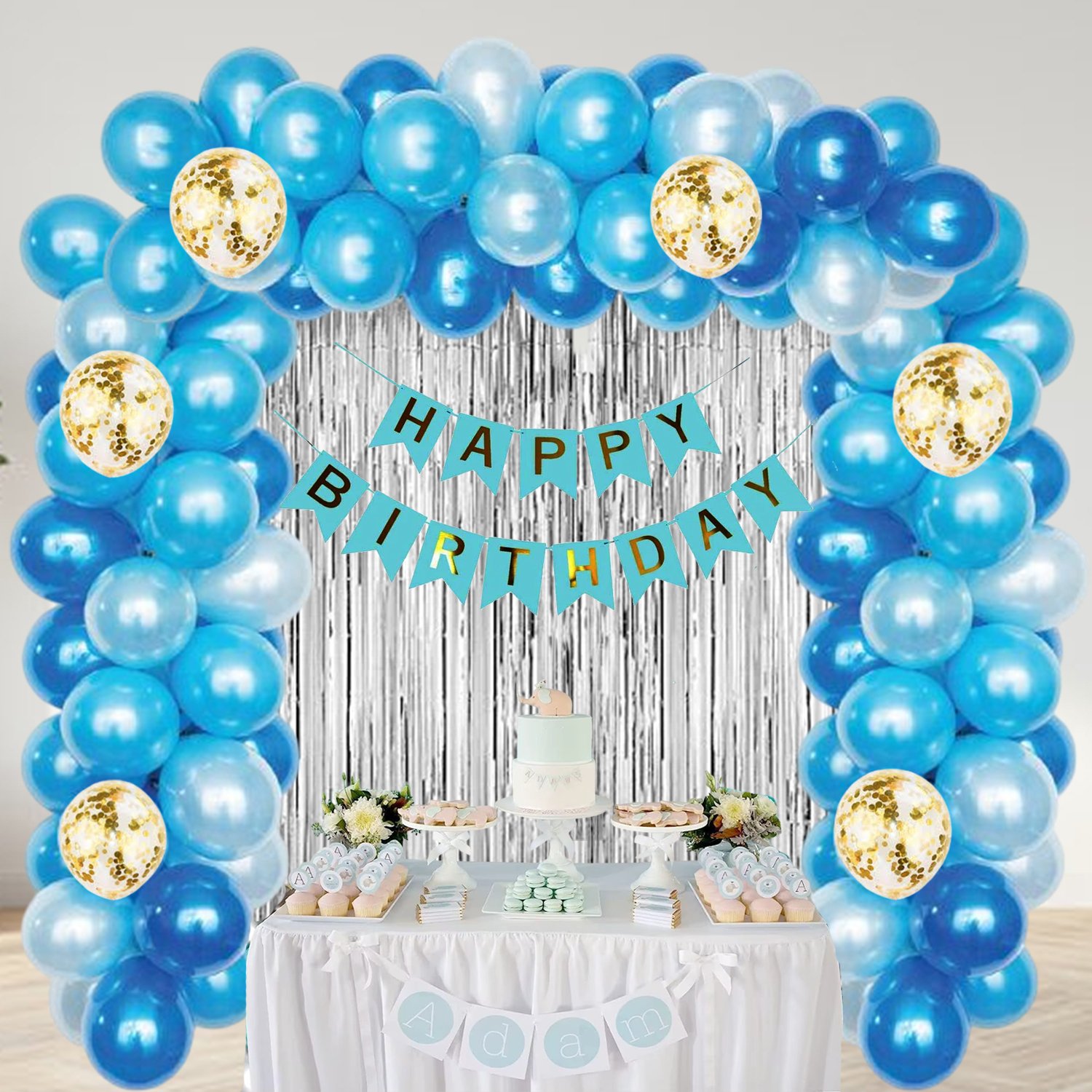 Midlinkerz Birthday Decoration Items for Boys - Pack of 40, Blue Birthday Decoration Kit with Confetti Balloons | Birthday Decorations for Husband | Blue Balloons for Birthday Decorations for Boys