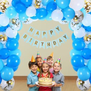 Party Midlinkerz Birthday Decoration 41 Pcs Items - Blue Balloons For Happy Birthday Decoration Kit | Birthday Decoration Items for Boy (Blue)