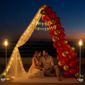 Party Midlinkerz Happy Anniversary Decoration Items Kit - 28Pcs Canopy Tent for Decoration, Wedding Anniversary Decoration