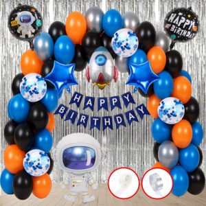 Party Midlinkerz Propz Space Theme Birthday Decoration Kit - 57Pcs, Planet Theme Birthday Decoration | Astronaut Theme Decoration,Moon & Stars Foil Balloons