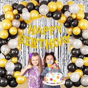 Solid happy birthday foil golden with 61Pcs Metallic Balloons Combo for Birthday Balloons Balloon (Multicolor, Pack of 73)