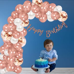 PARTY MIDLINKERZ Printed Happy Birthday Decoration kit Combo - 38 Pcs for Rosegold Decor (Set of 38)