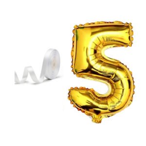 PARTY MIDLINKERZ Number 5 Foil Balloons 17" INCH, Kids Party , Theme Birthday Party, Foil Balloons, Birthday Balloons - Golden 5