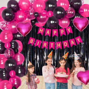 Party Midlinkerz Happy Birthday Decoration Set for Husband Boys Kids Balloons Birthday Decoration Items Combo with Fringe Foil Curtains, Banner & Latex Metallic Balloons