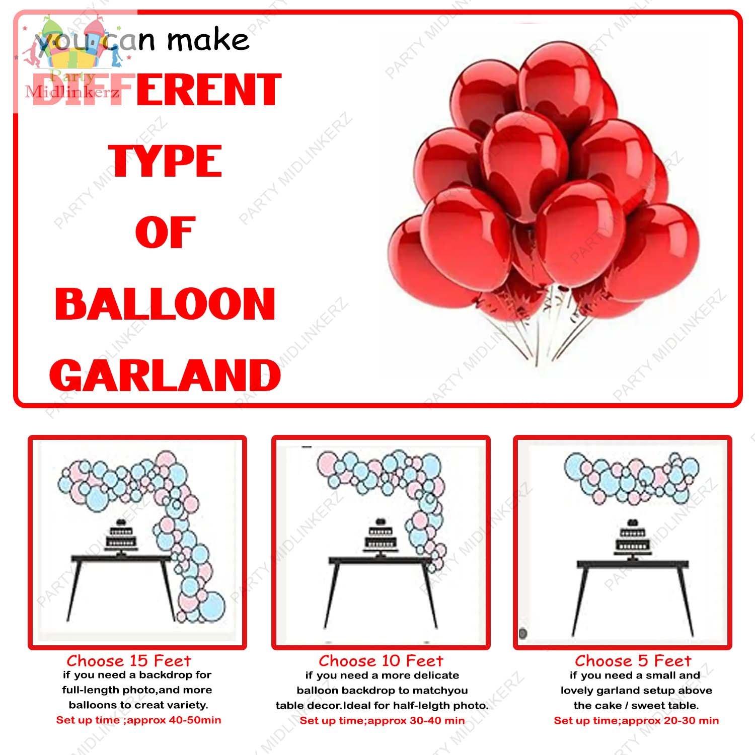 Party Midlinkerz Happy Anniversary Decoration Kit For Home -37 Items Red Combo Set Balloon - Image 5